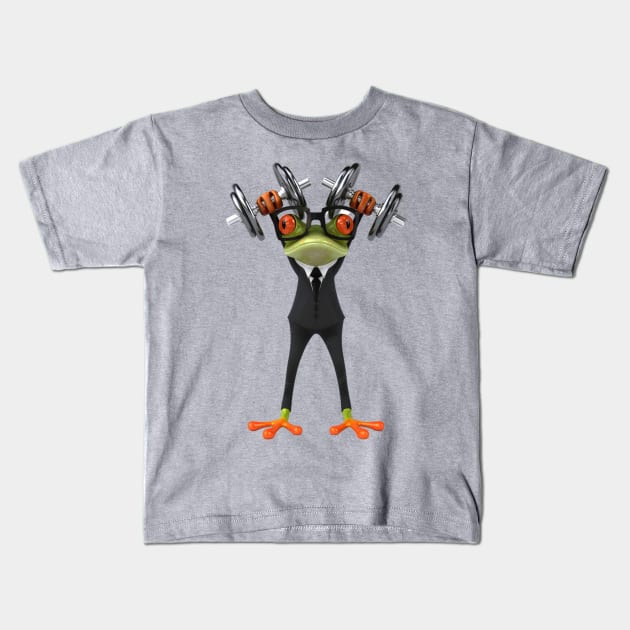 frog curling Kids T-Shirt by The Enthousiaste